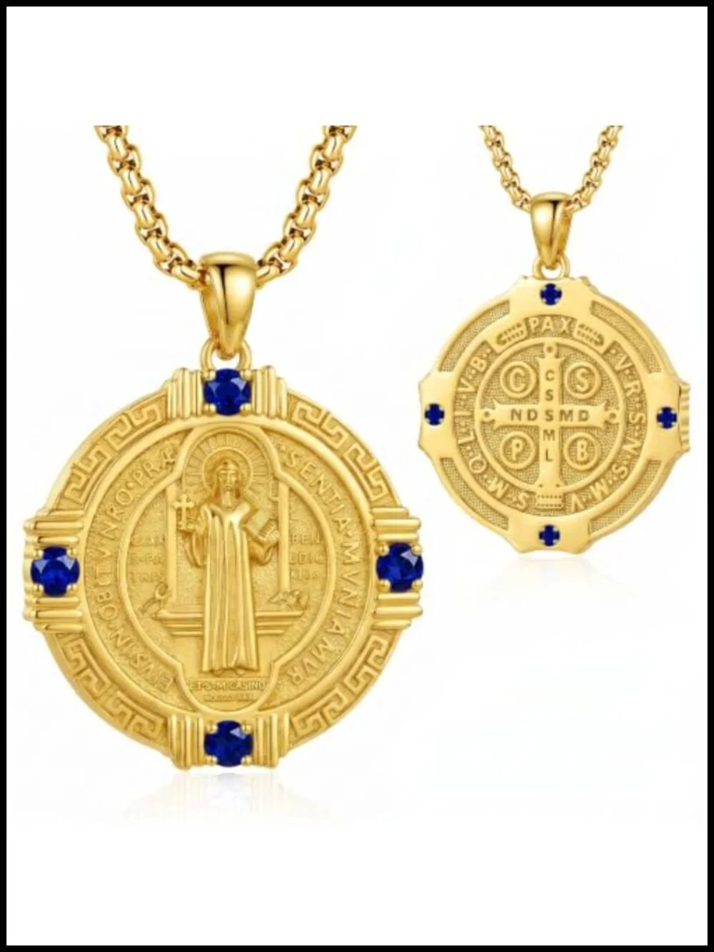Saint Benedict Medal Necklace 18K Gold Plated 925 Sterling Silver Catholic
